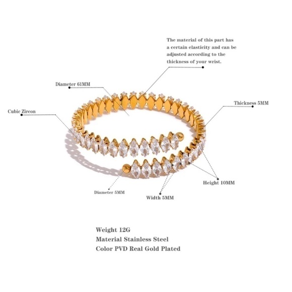 New Flexible Marquise Tennis Wrap Bracelet - Picture 5 of 10